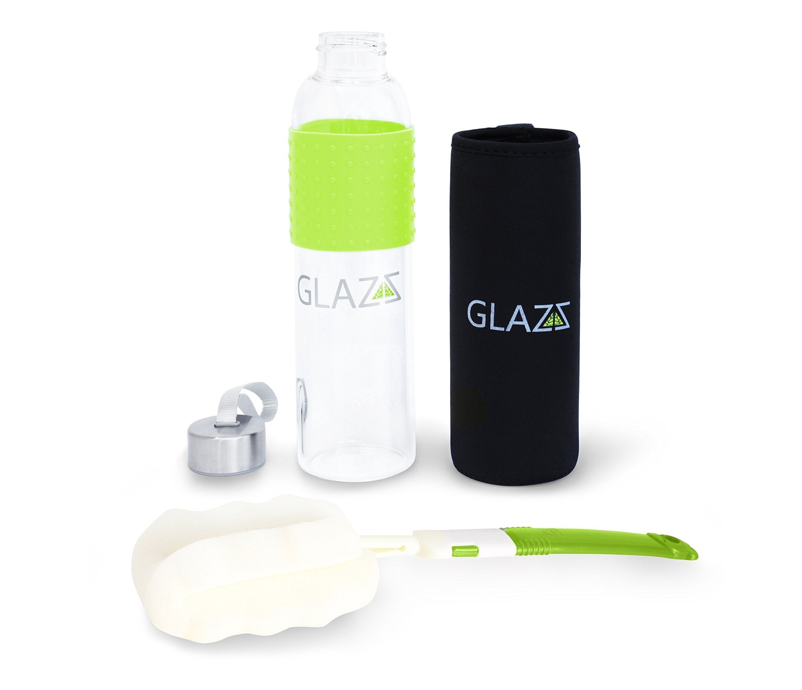 Glass Sports Water Bottle with Silicon Grip and cleaning brush - GLAZZ