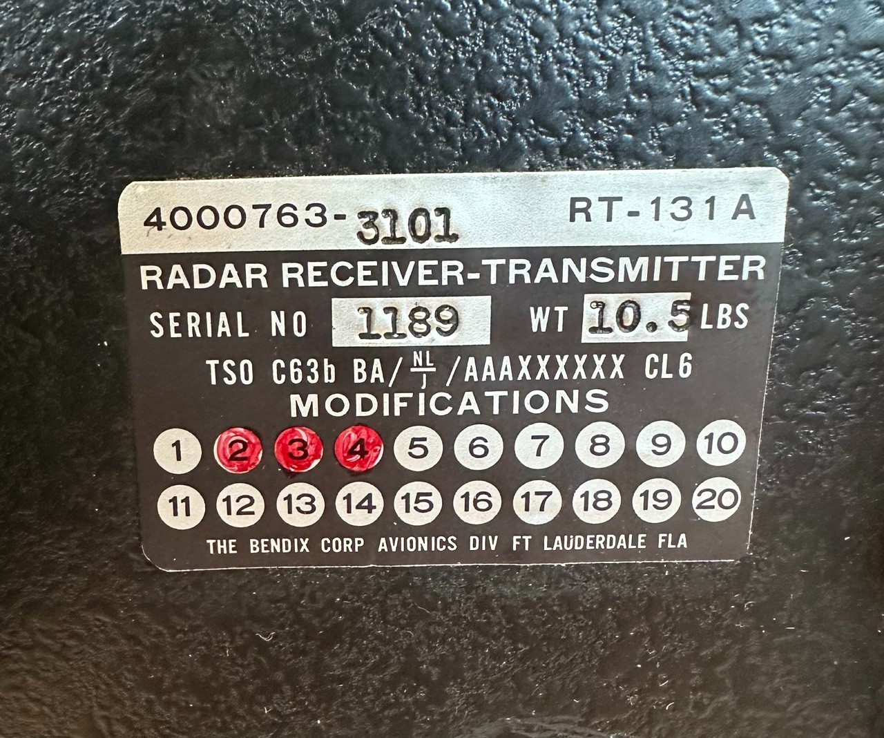 Bendix RT-131A Radar Receiver