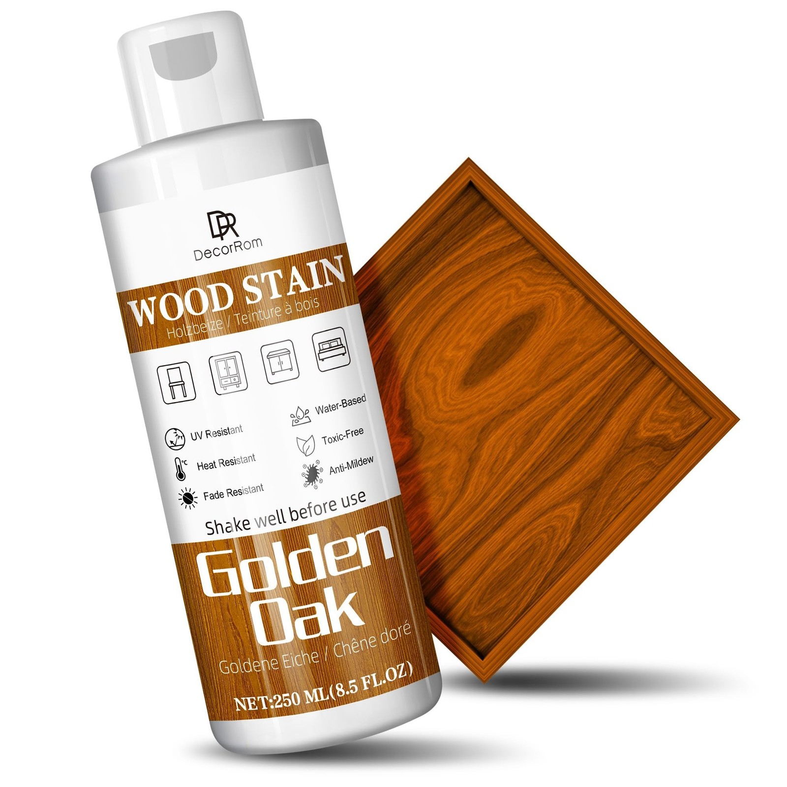 Golden Oak Wood Stain, 8.5oz Water Based Wood Stain, Matte Wooden Fast Drying...