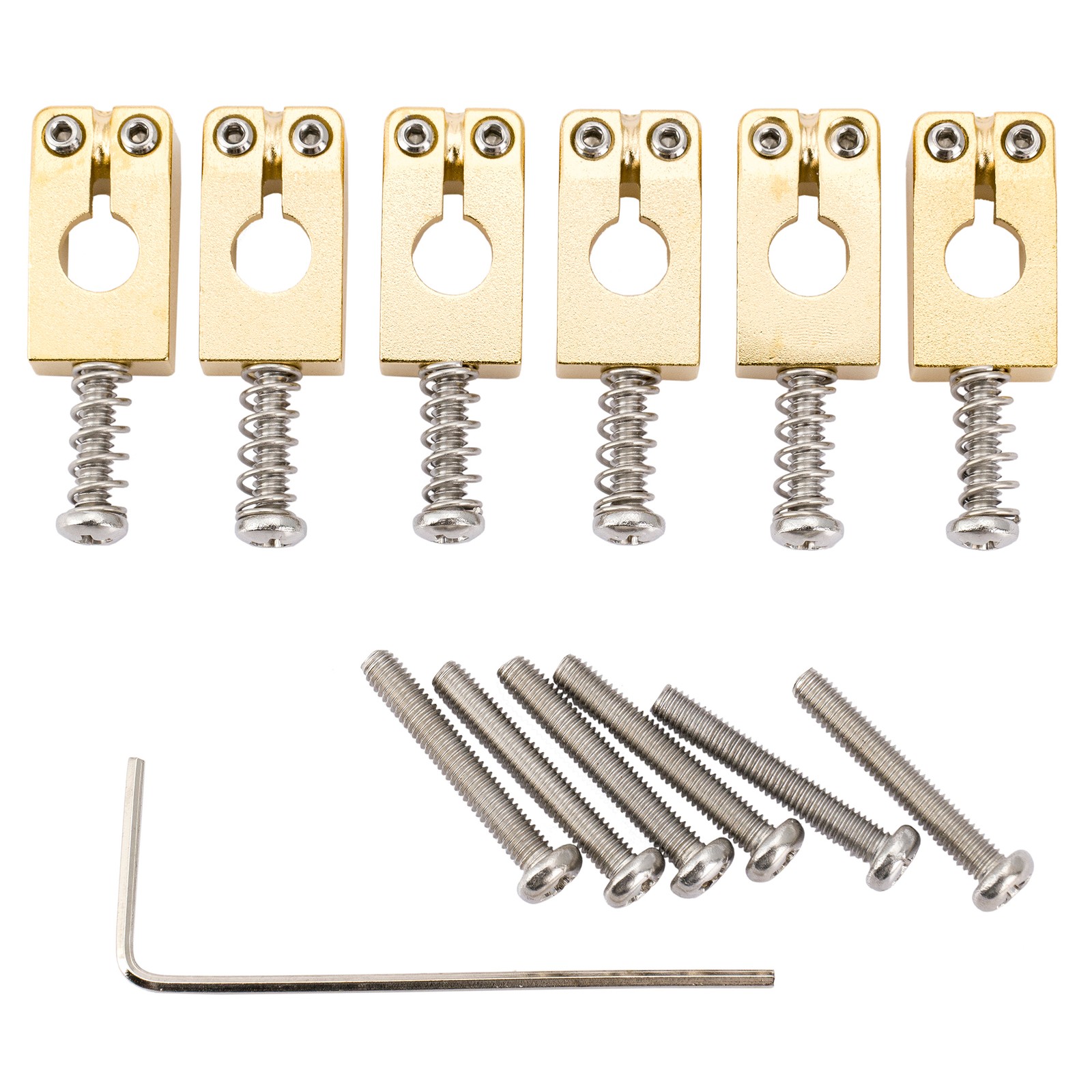 Musiclily Ultra 6Pcs Gold 10.5mm Brass Tremolo Bridge Saddles For ST Guitar