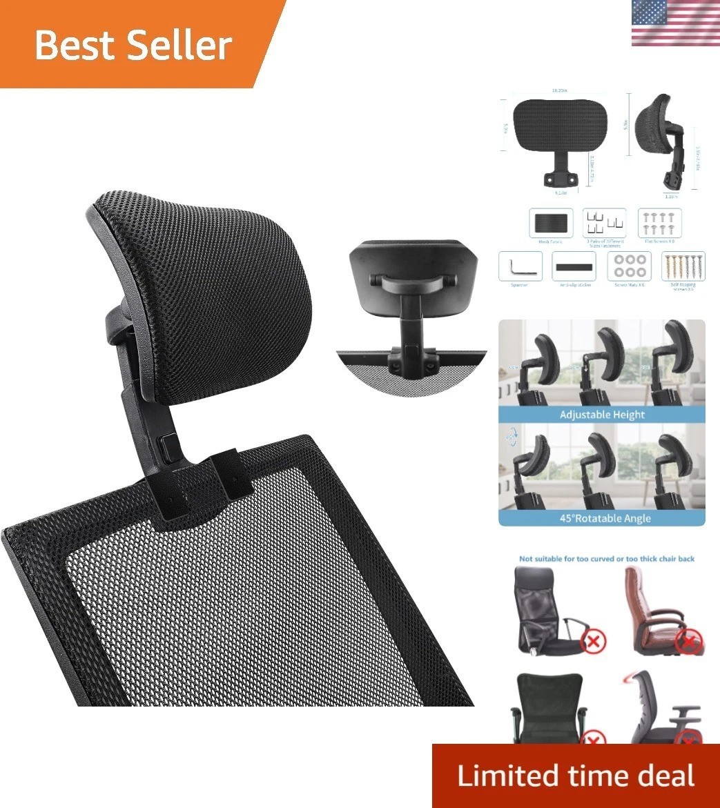 Ergonomic Head & Neck Support Cushion for Office Chair - Adjustable & Durable