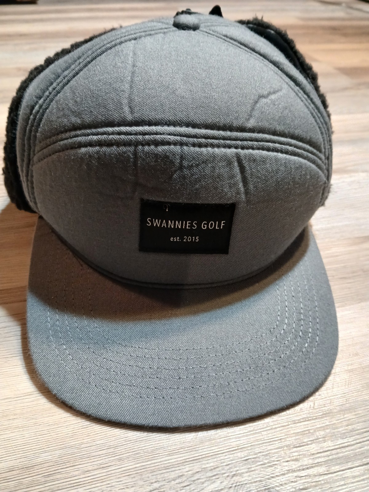 Swannies Golf Deerstalker Gray and Black Hat With Sherpa Lined Ear Flaps