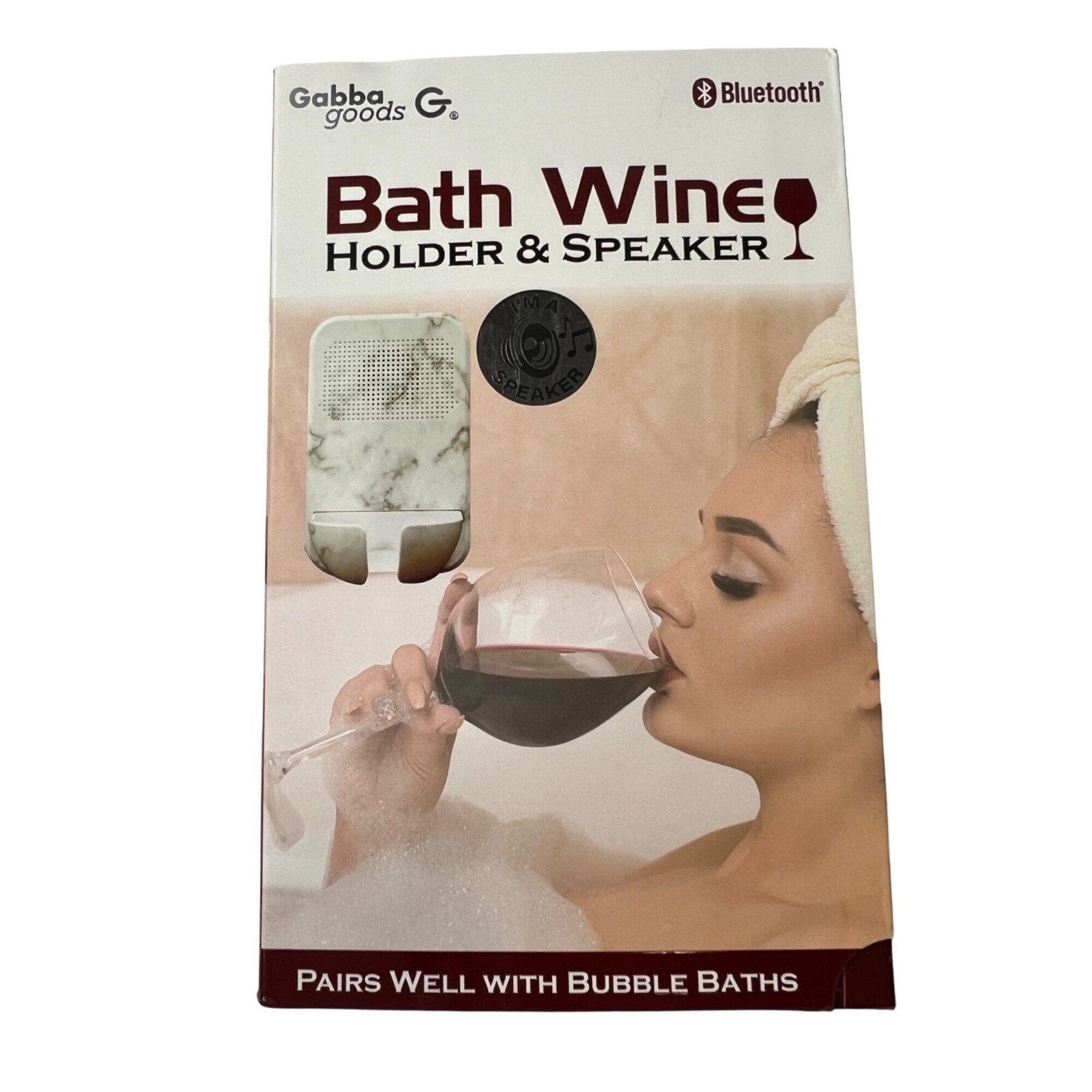 Gabba Goods Bath Wine Holder & Speaker Bluetooth White