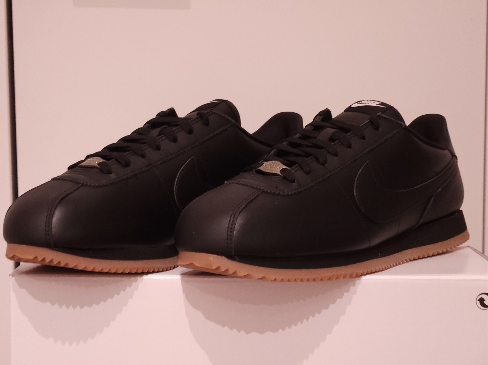 Men's Nike Cortez Prm Leather 2024 Triple Black Gum Rubber All Black All Sizes