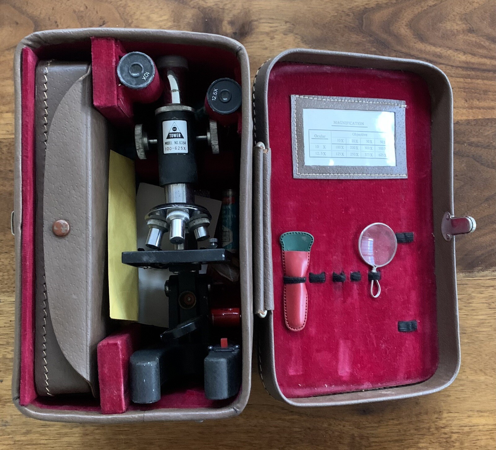 Vintage Sears Tower Model #6384 Microscope and Accessories + Carrying Case