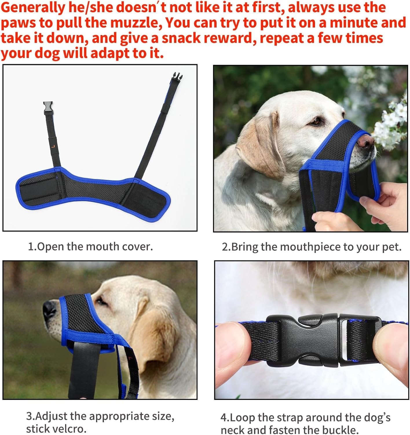Comfortable & Humane Dog Muzzle, Anti Biting for Small, Medium & Large Dogs