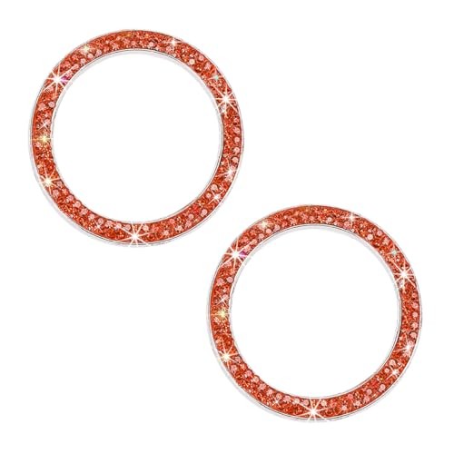 2 PCS Car Bling Engine Start Ring Decal, Crystal Double Orange, 2 PCS