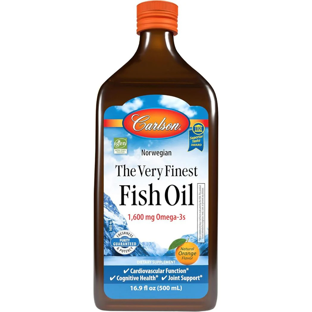 Carlson The Very Finest Fish Oil 1600mg Fish Oil Norwegian Orange, 16.9 Fl Oz