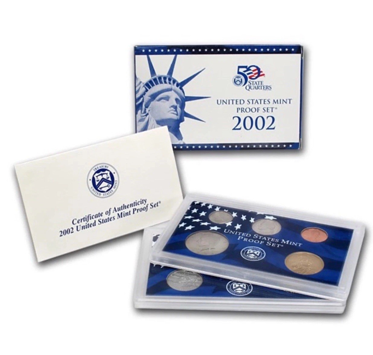 2002 10 Coin Proof Set With OGP and COA Stock Image