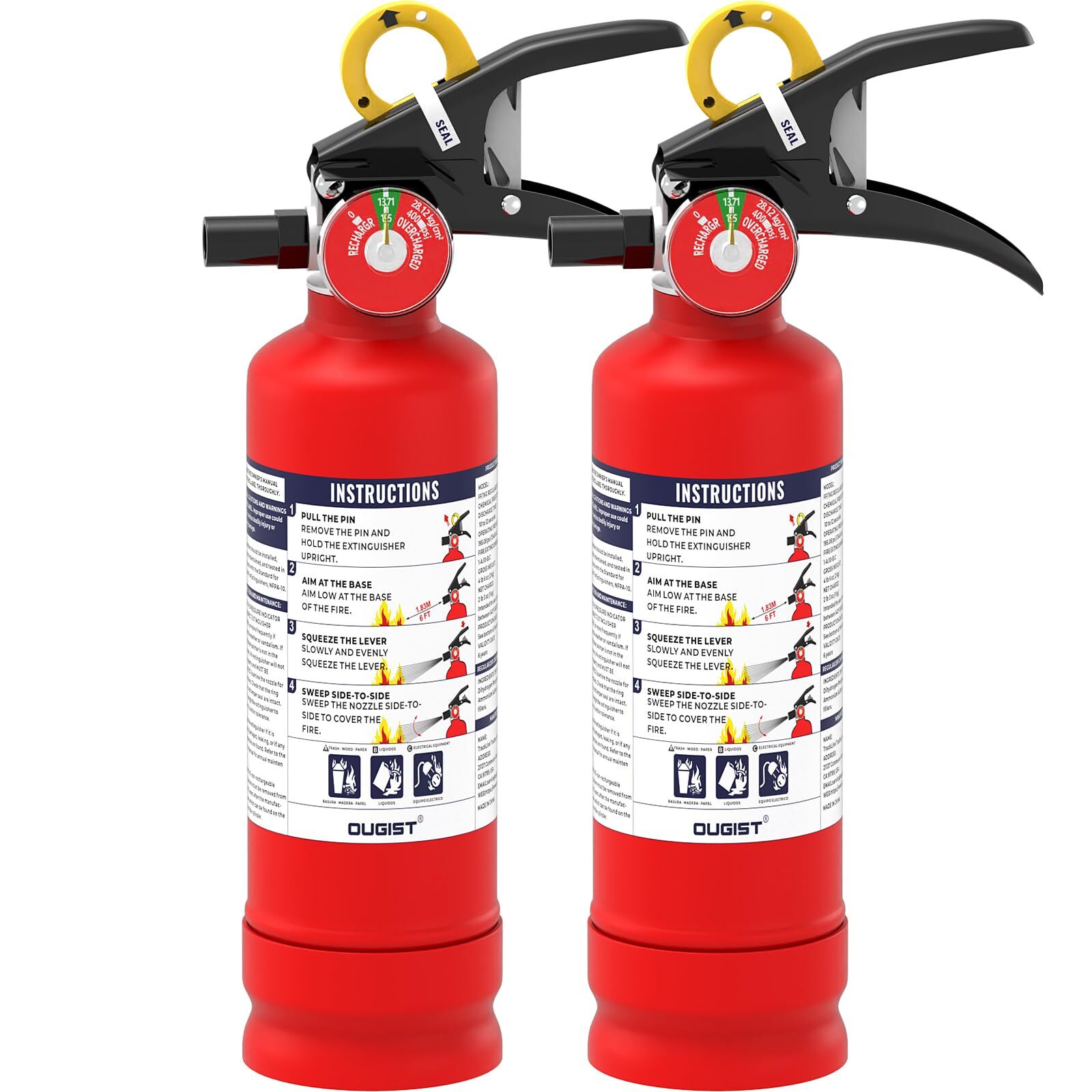 Ougist ABC Dry Powder Fire Extinguisher, 2.5 lb – 1-A:10-B:C Rated, Fire Extingu