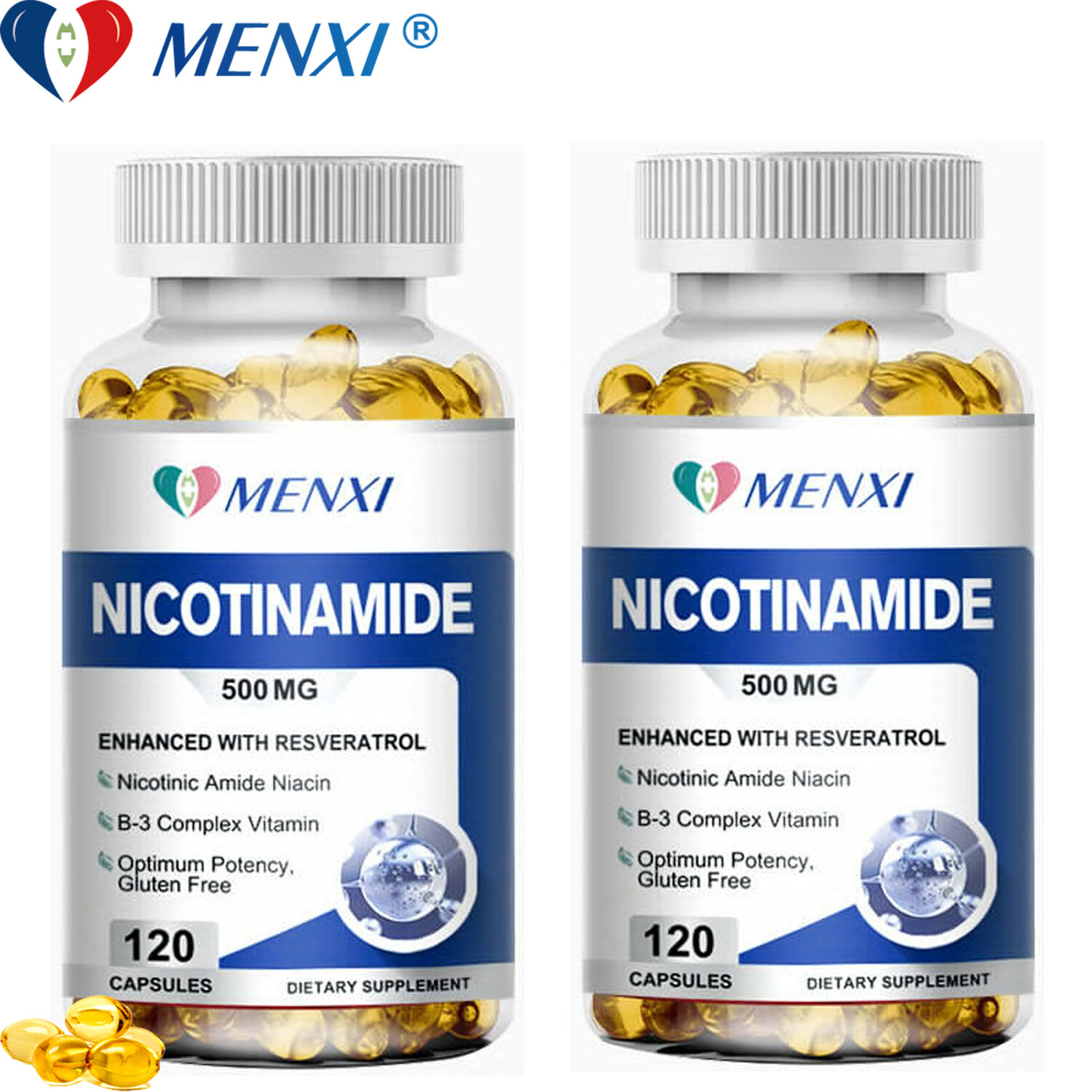 NAD Booster Supplement - Nicotinamide 500mg Resveratrol 100mg- 240 Capsules