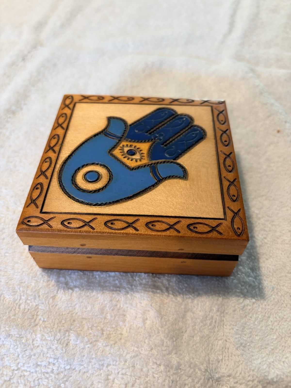 Hamsa Wooden Trinket Box