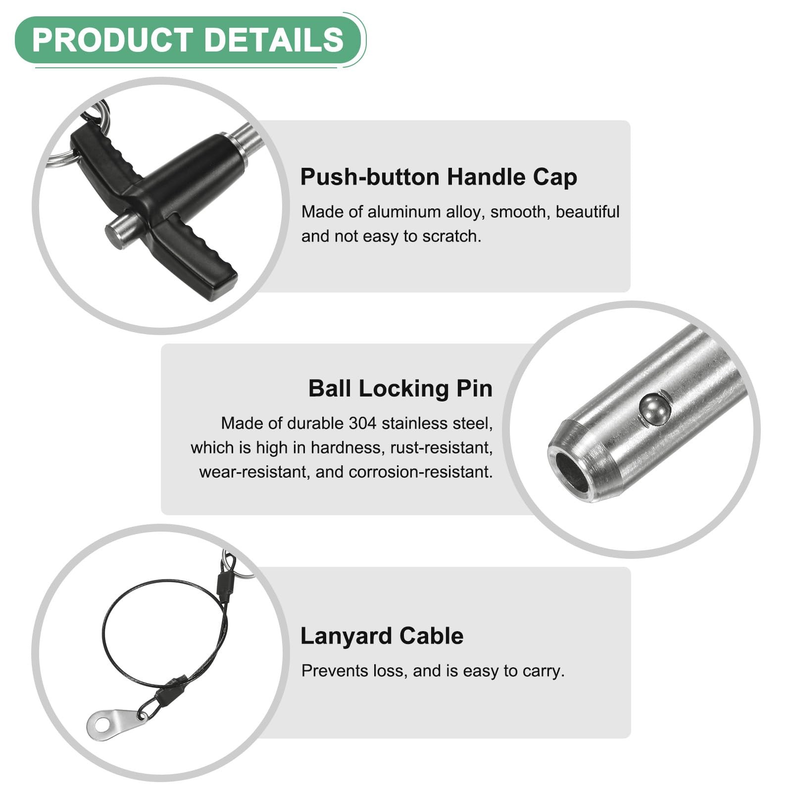 2-Pack T Handle Lock Pins 1/4"6mm Dia. 1-9/16"40mm Usage Length Push-Button Q...