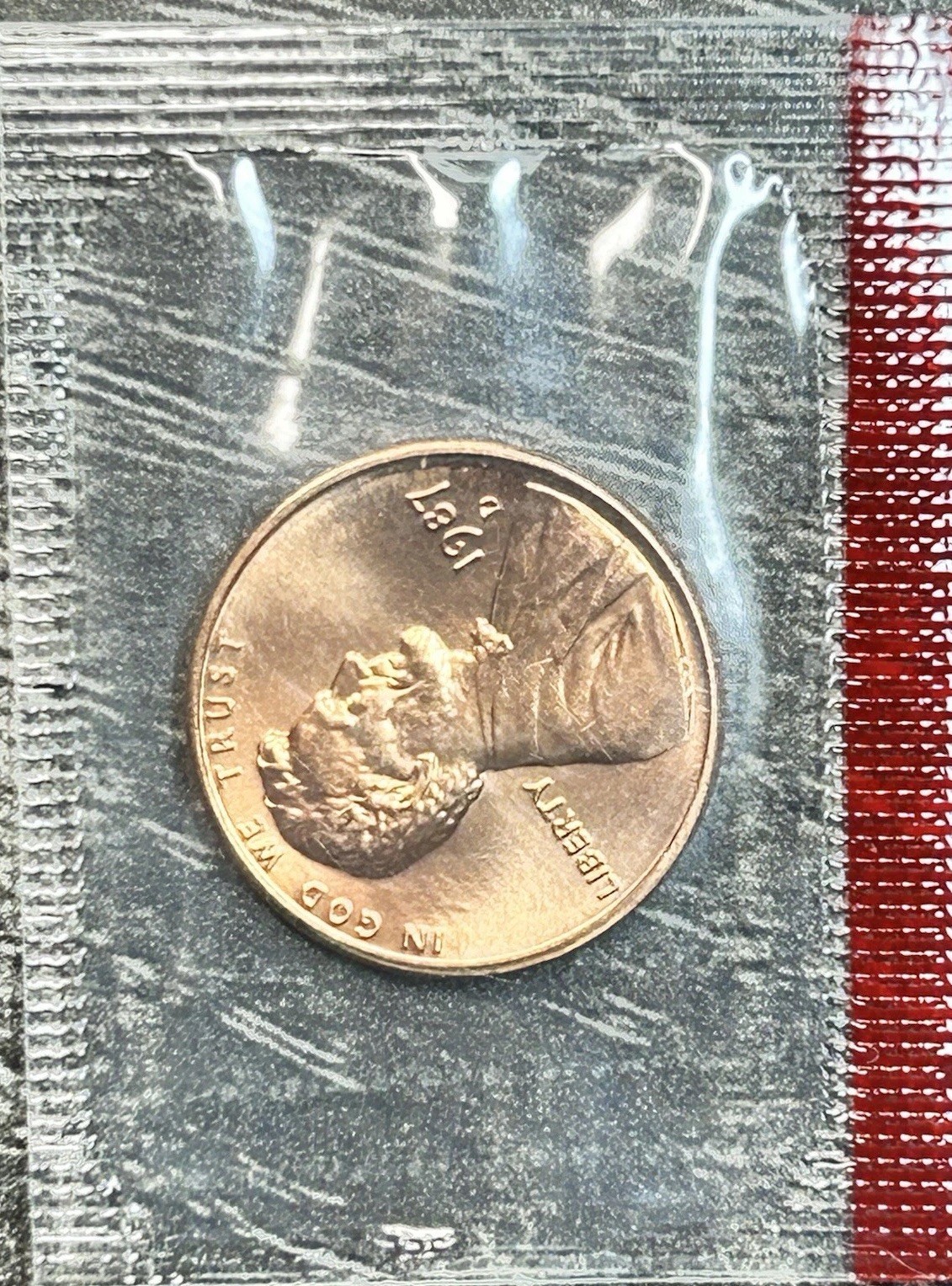 1987 D Lincoln Cent In Mint Cello #EB04