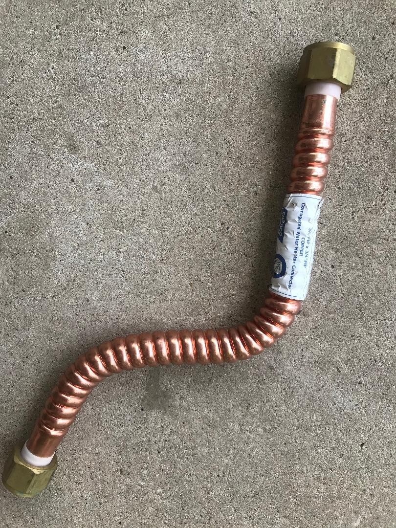 Camco Corrugated Copper Water Heater Connector 3/4" FIB X 3/4" FIB X 15"