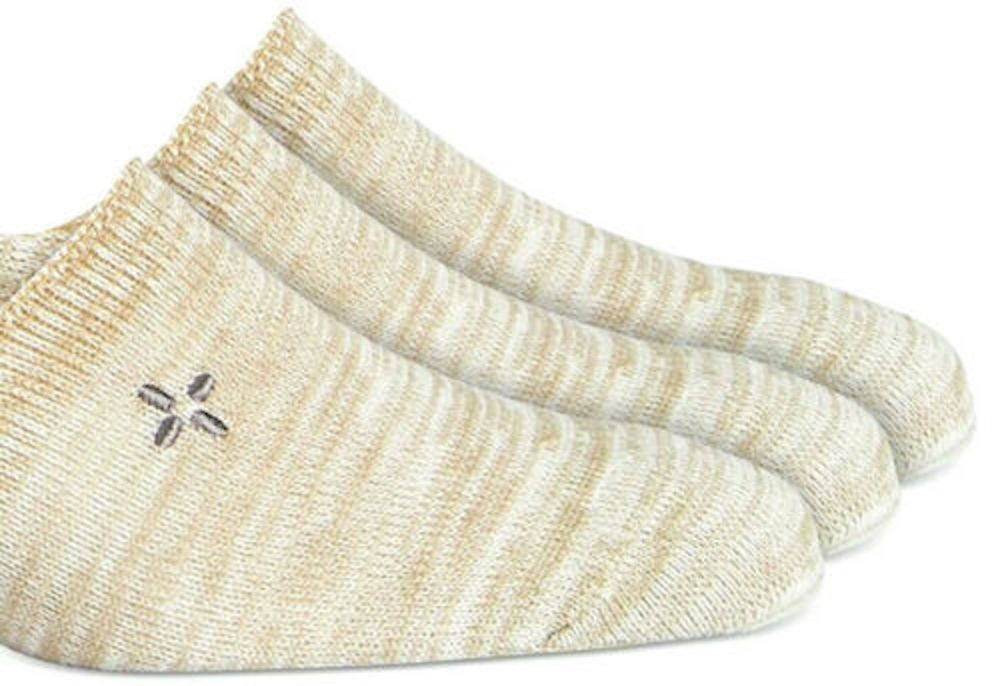 Men's Beige Sun + Stone Three-Pack No-Show Socks, Shoe Sizes 7 to 12