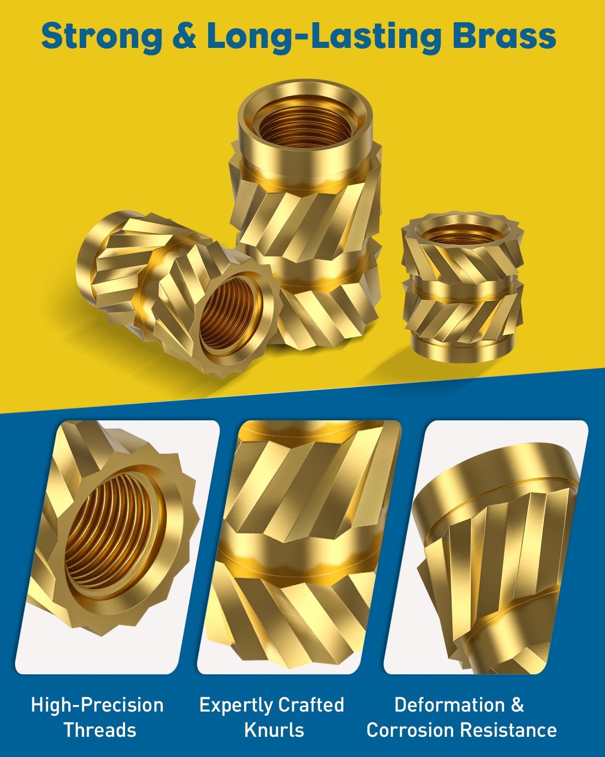 152 Pcs Threaded Inserts for Plastic, 3 Sizes of M3 Heat Set Inserts with Sol...