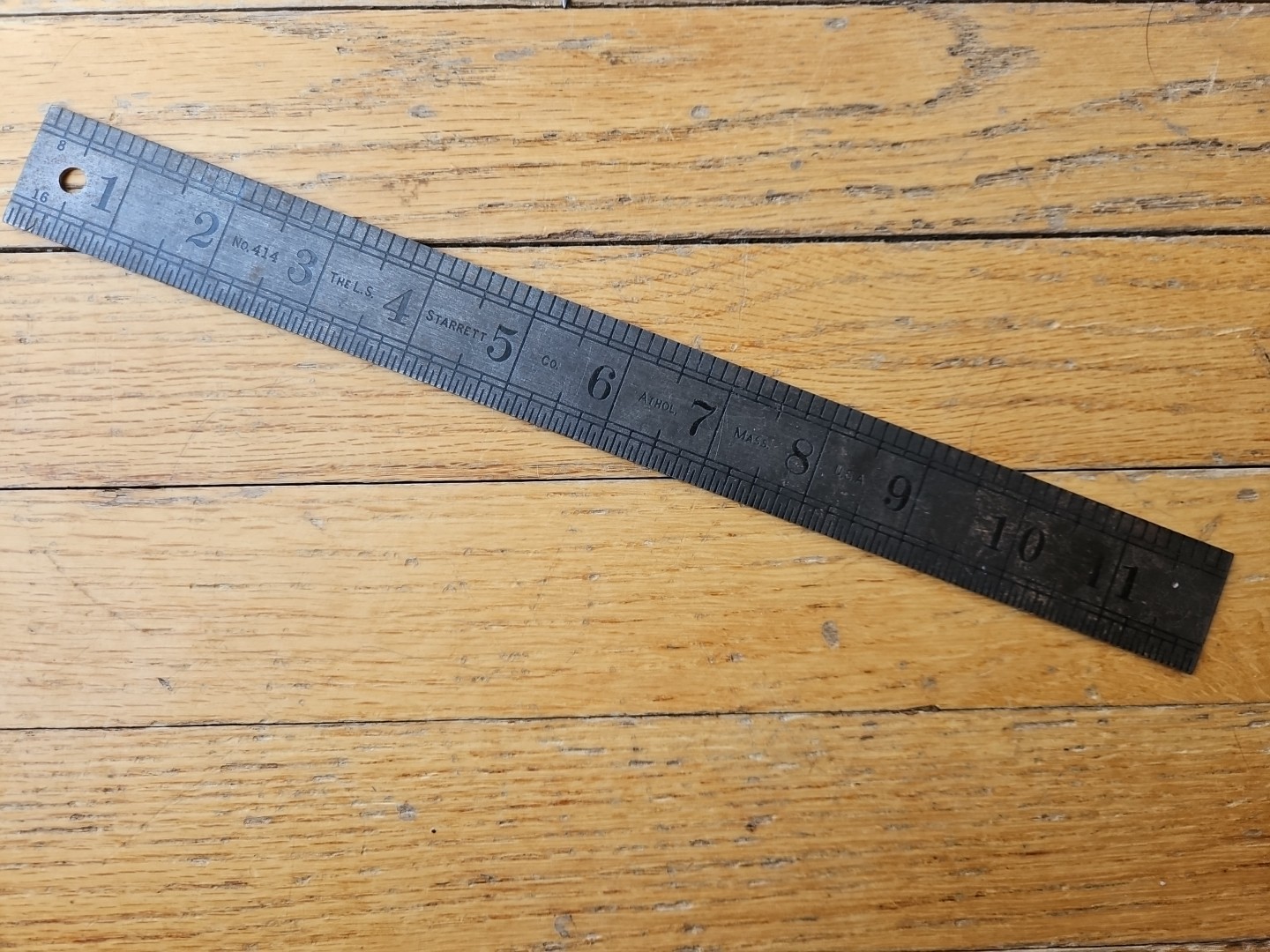 L S Starrett Co #414 12" RARE Steel  Ruler Athol, Mass USA  METAL Antique Vtg
