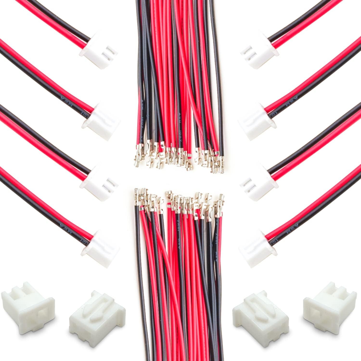 XH 2.54mm JST Connector with 22AWG Pre-Crimped Wire,JST 10CM, XH-Male-2Pin