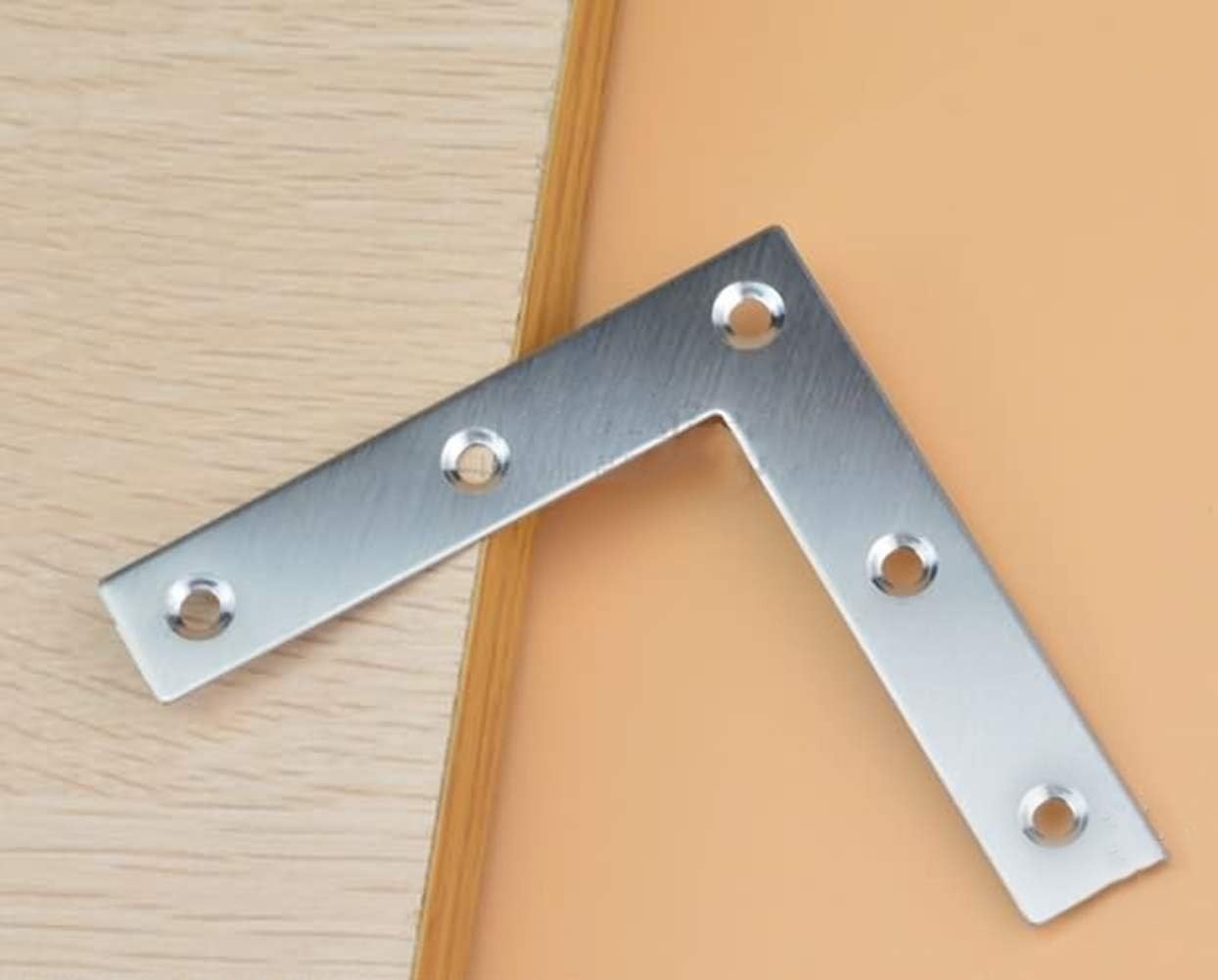 Flat L Shaped Corner Bracket, Tiberham 10 Pcs 80 x 80 mm Stainless Silver
