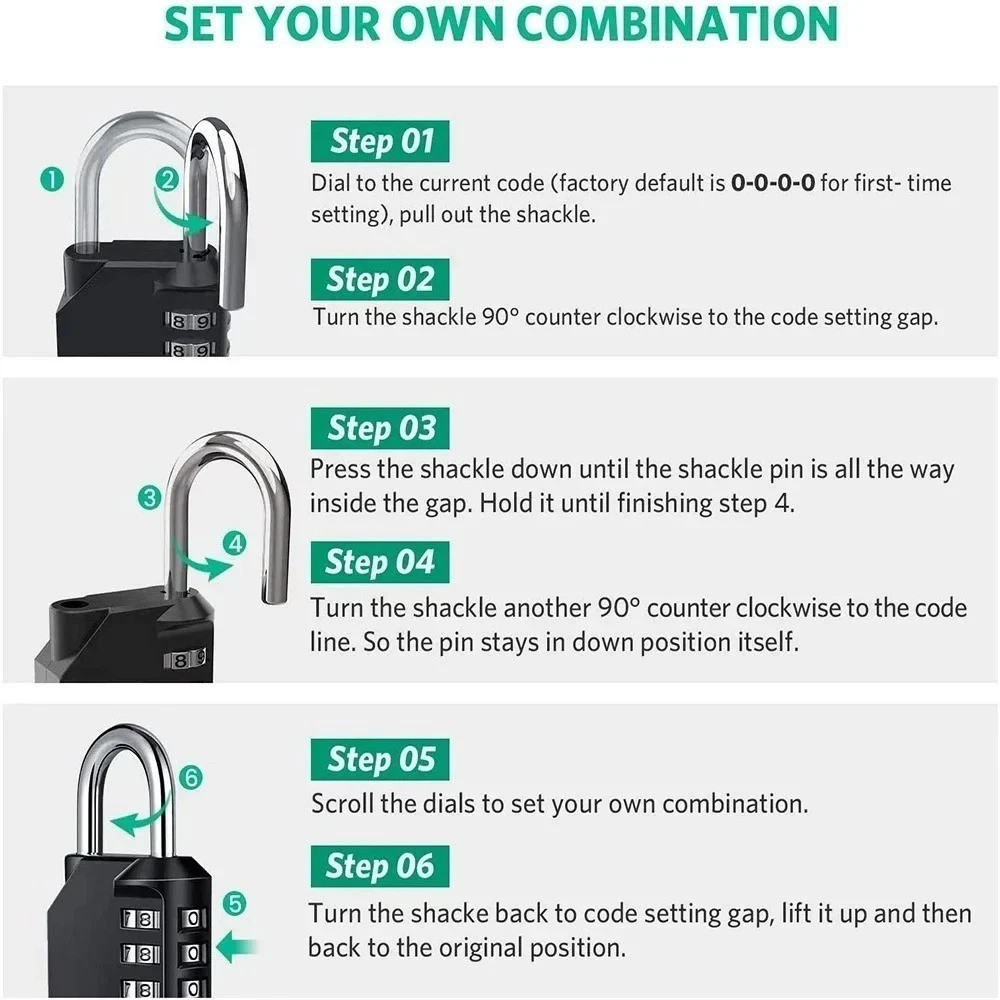 1pc Combination Lock Resettable 4 Digit Padlock with Combination Waterproof