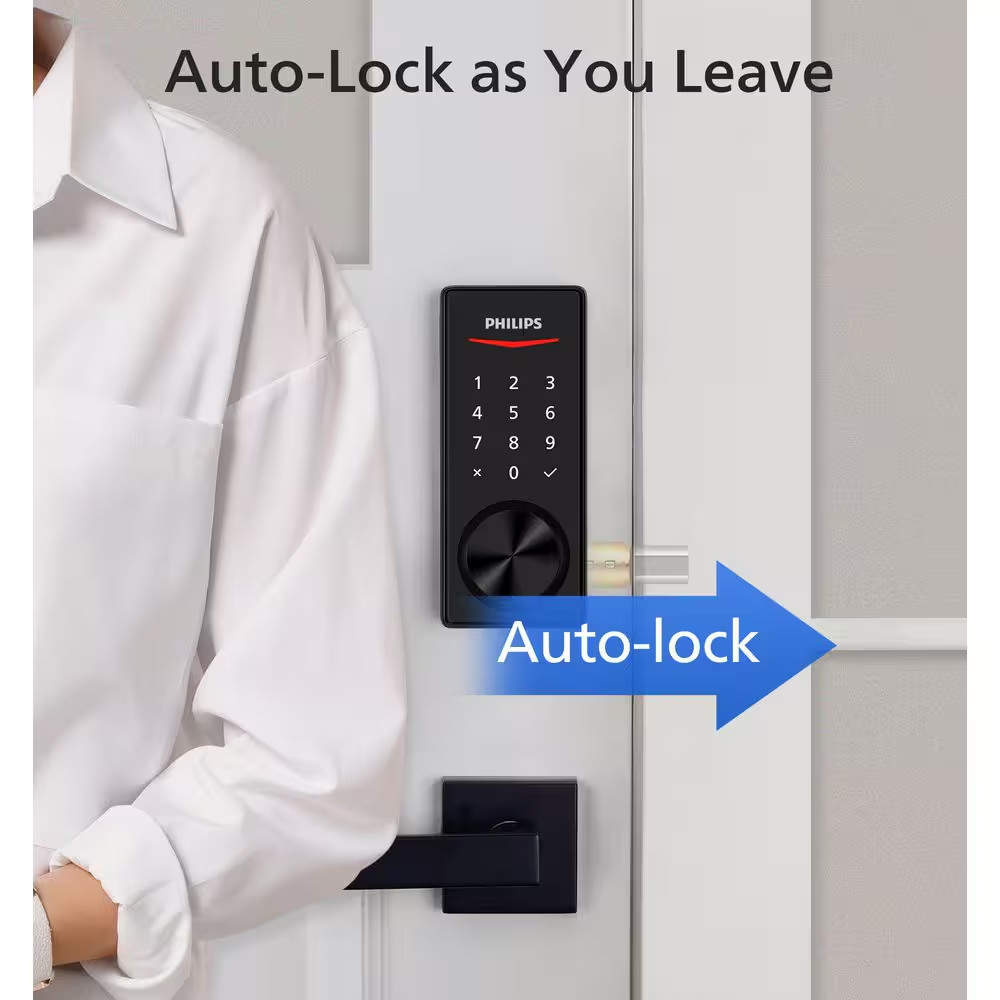 Bluetooth Touchscreen Smart Deadbolt with Wi-Fi Bridge and Square Zinc Lever Doo