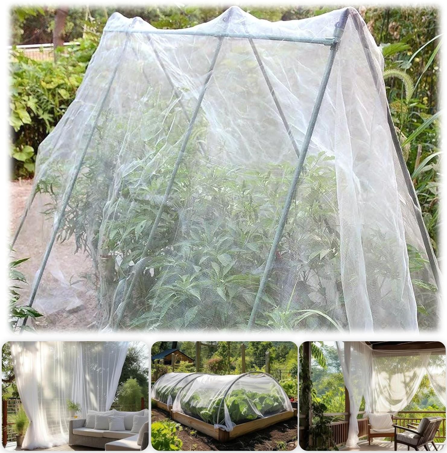 2PCS Mosquito Netting for Patio,10 x 16.5 Ft Garden Mesh Netting,Fly Insect Bird