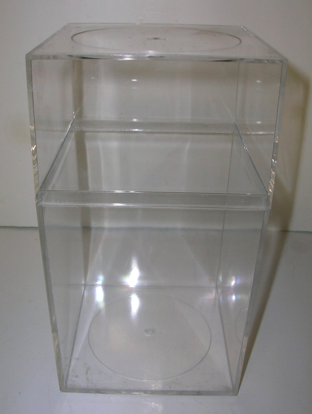 Clear Acrylic Plastic Display Case with Lid 4" x 4" x 7.25" w/ End Lid Die Cast