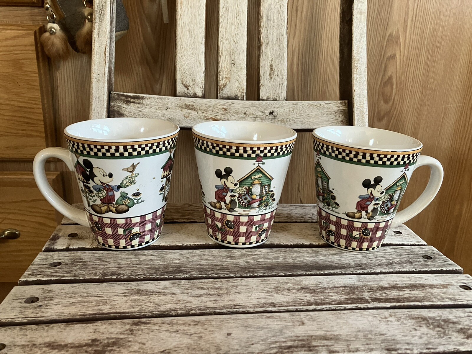Sakura DEBBIE MUMM Disney "Mickey’s Garden" Coffee Mug Cup Set of 3 ~ F48