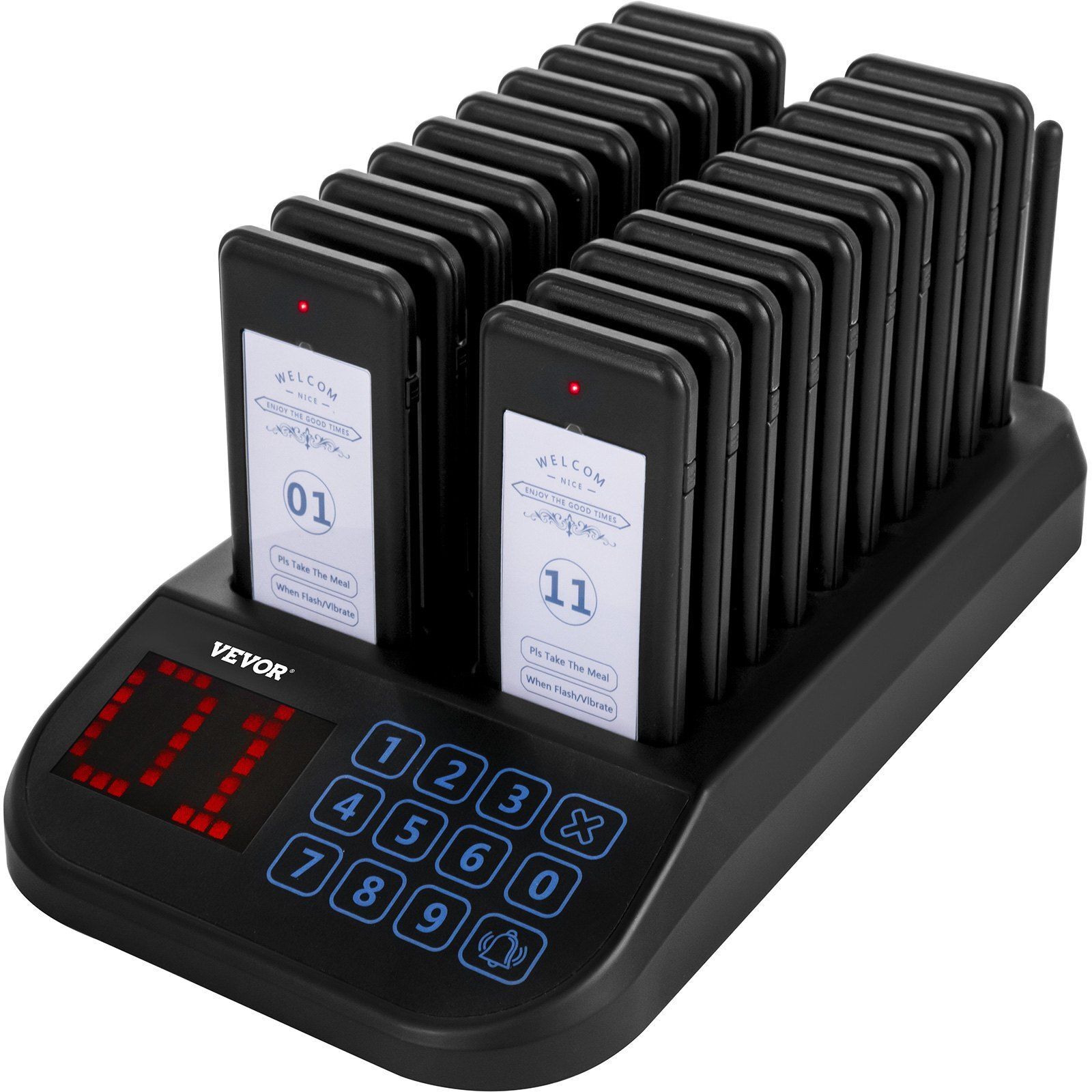 F103 Restaurant Pager System 20 Pagers, Max 98 Beepers Wireless Calling System