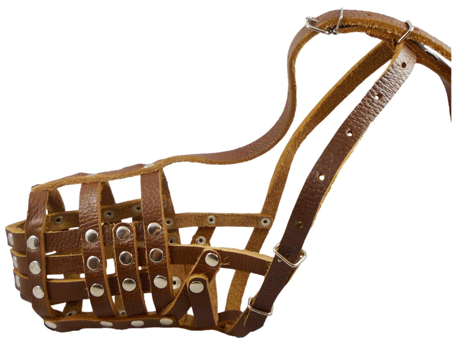 Secure Genuine Leather Basket Dog Muzzle Doberman 11.5"-5" snout size