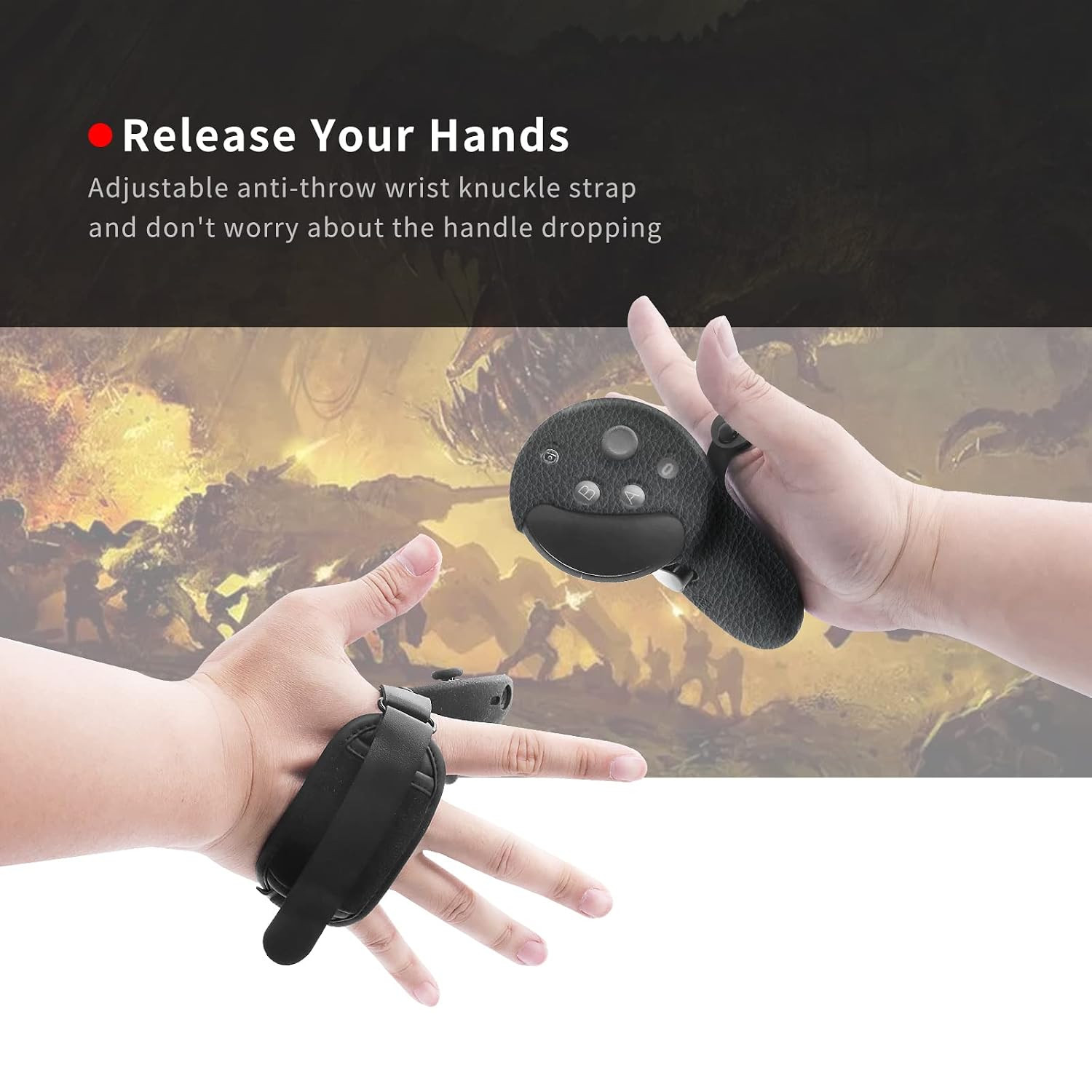 Silicone Grips for Meta Quest Pro Controllers (Black) | Come with PU Leather Cus
