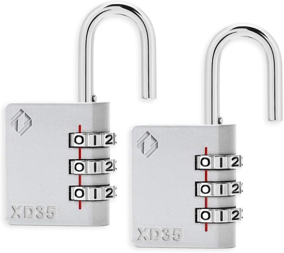 Heavy Duty Weather-Resistant Combination Locks - Smart 3-Digit Padlock Set