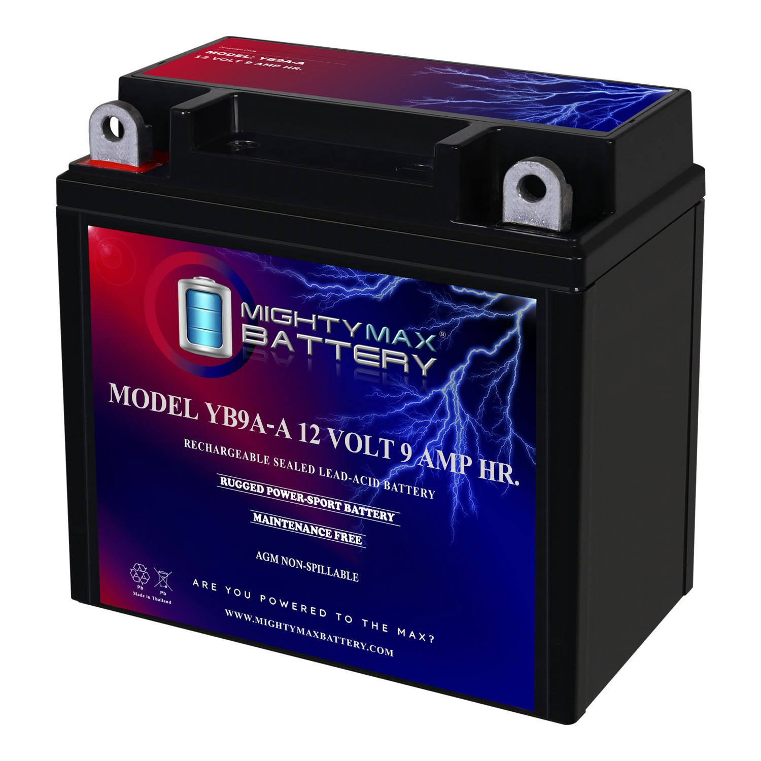 Mighty Max YB9A-A 12V 9AH 130 CCA Battery Replaces Banshee YB9-B Motorcycle