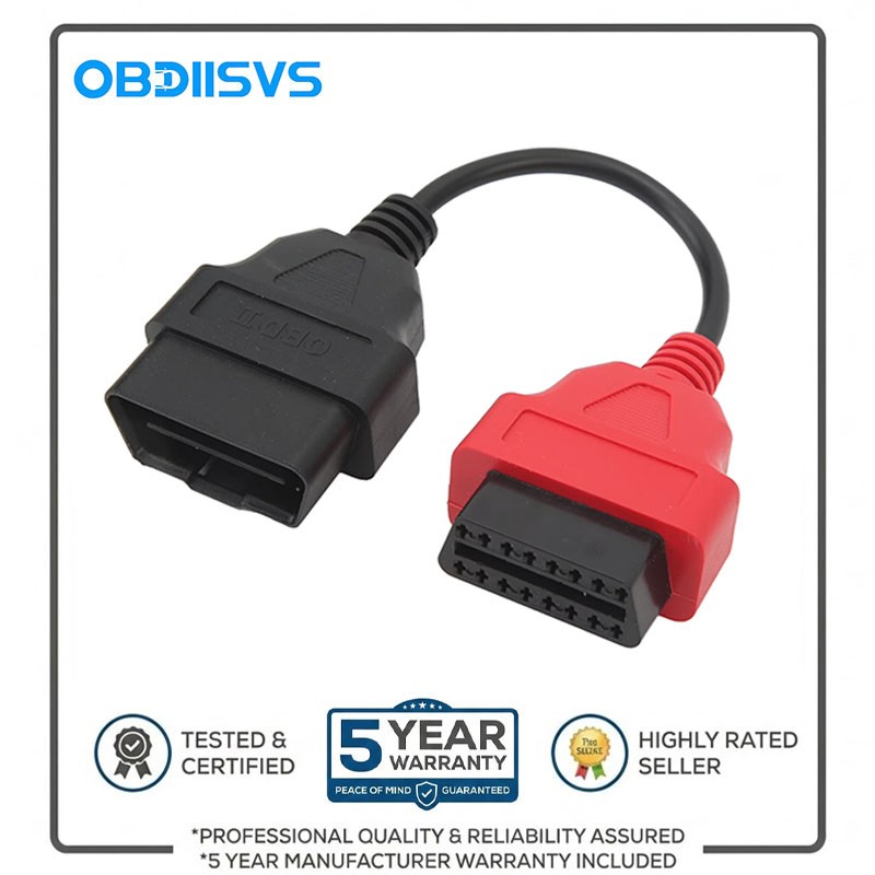 OBDIISVS Red OBD2 SRS Diagnostic Cable Adapter for EcuScan System 2 Reset Tool