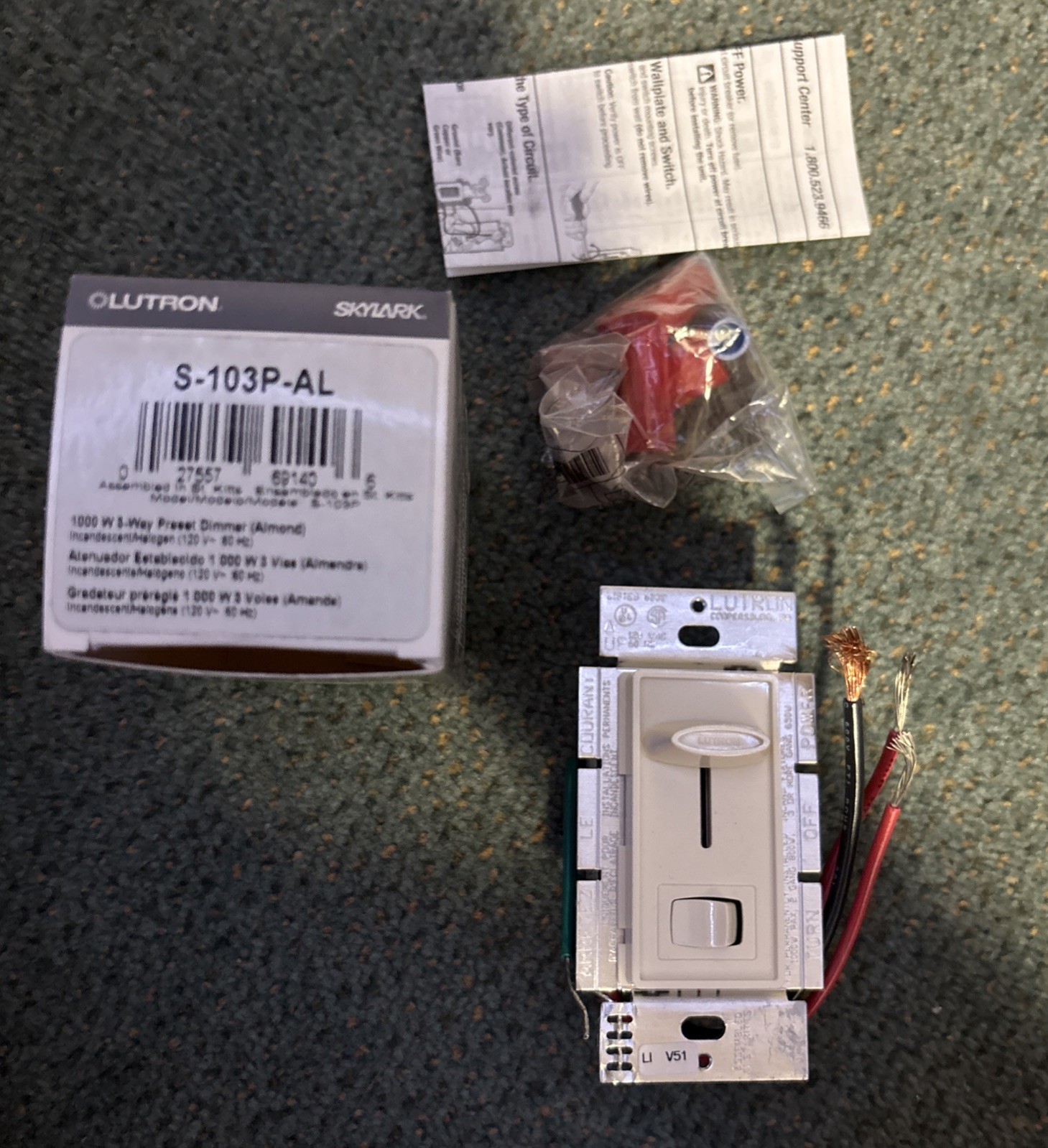 Lutron SPDC 203P-AL Skylark 200 Watt 3 Way Preset Dimmer, Almond