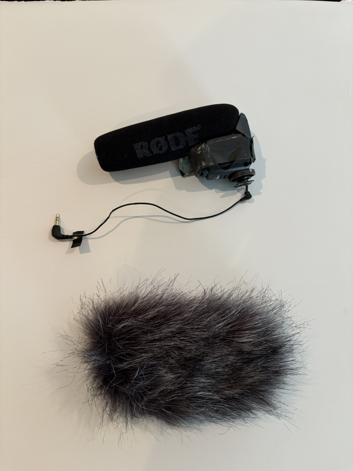 Rode VideoMic Pro with foam and Dead Cat wind screens