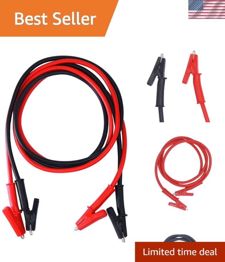 2 Pieces Silicone 39-Inch Alligator Clip  Leads, 5A Max Current for Testing