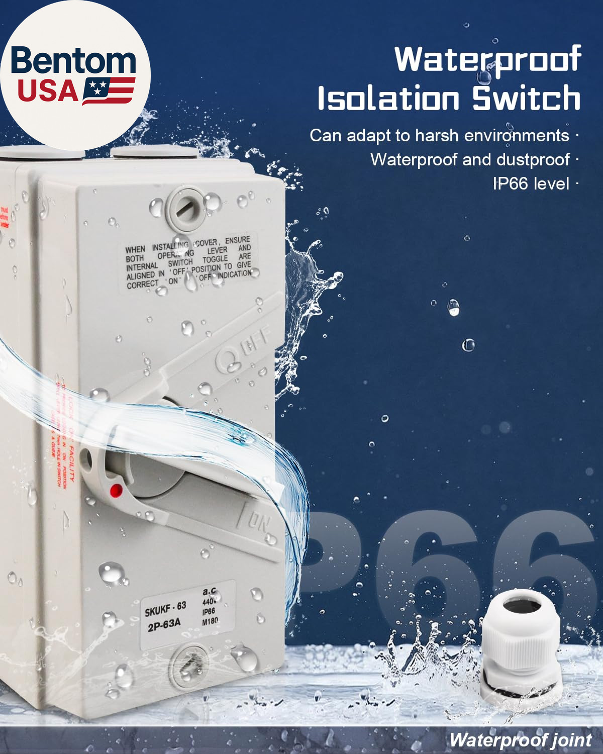 Universal Disconnect Switch 2 Phase 63A 440VAC, Also for 60 Amp Disconnect Break