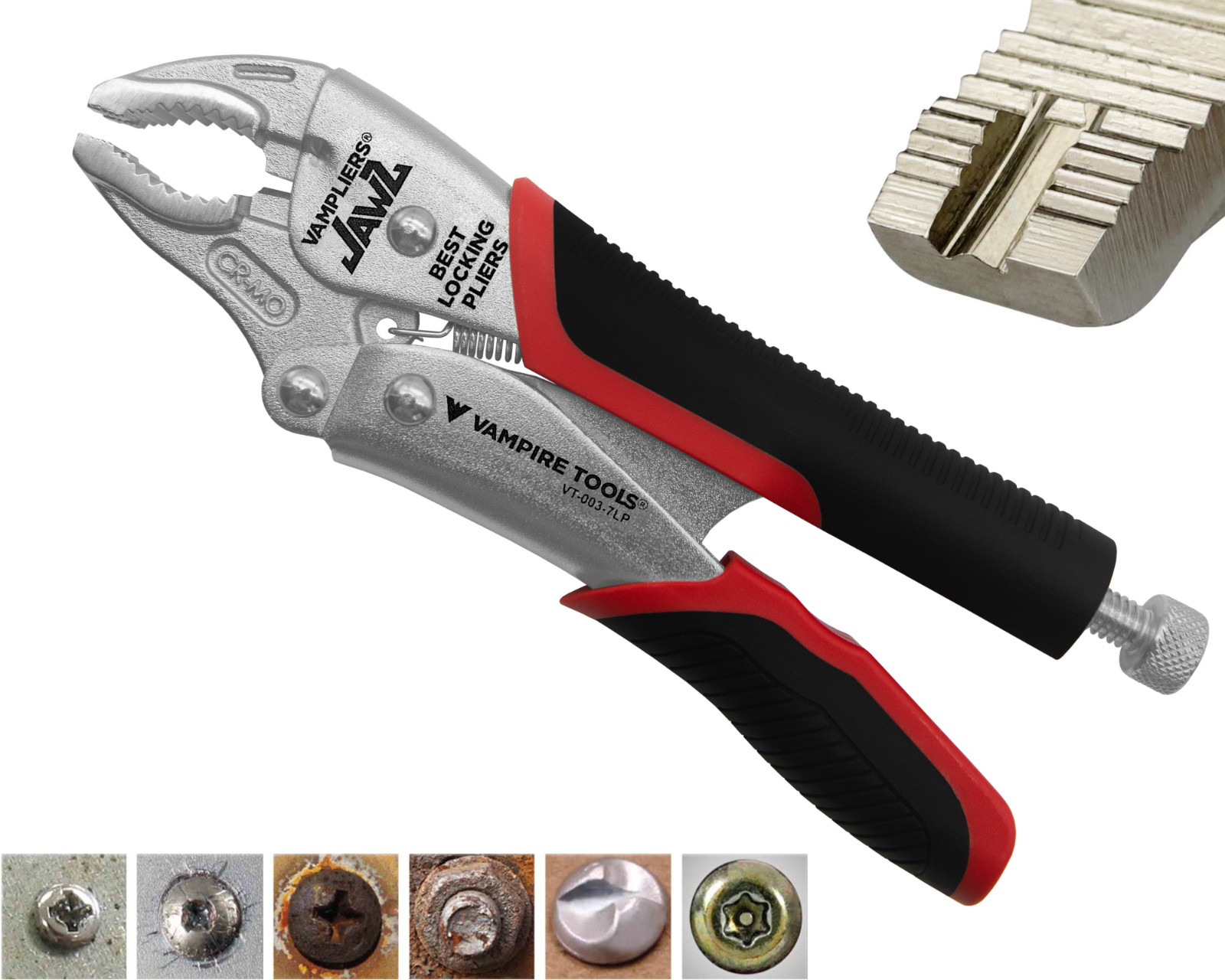 VAMPLIERS 7.5" Vise Grip Locking Pliers Heavy Duty Screw Extractor Jaws
