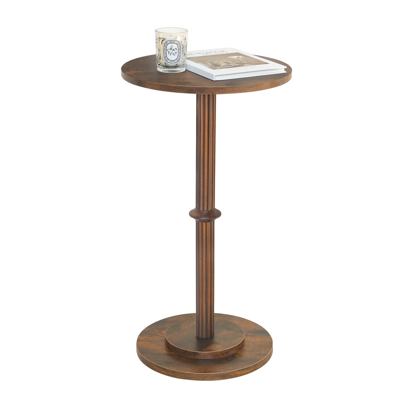 Drink Table, Small Side Table for Small Spaces, Modern Round End Table with F...