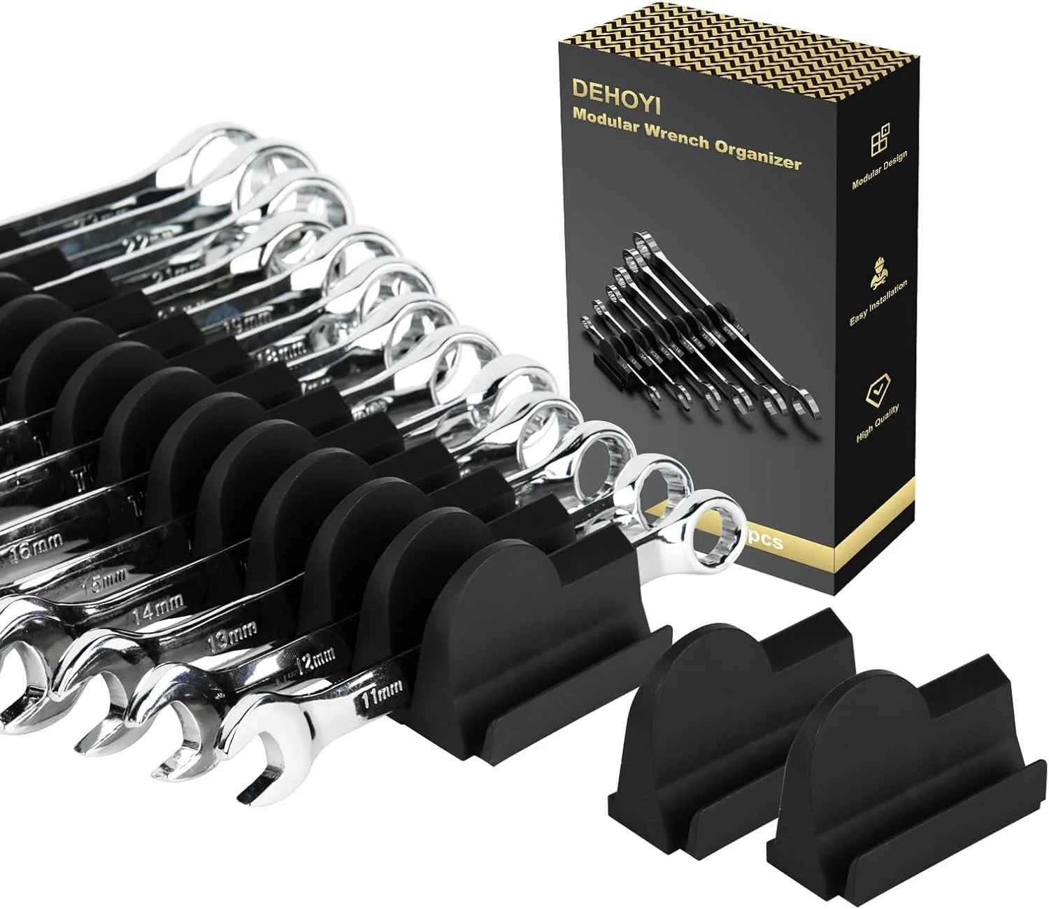 48 pcs Modular Wrench Organizers for Tool Drawers - Wrench Rack with Metric&SAE