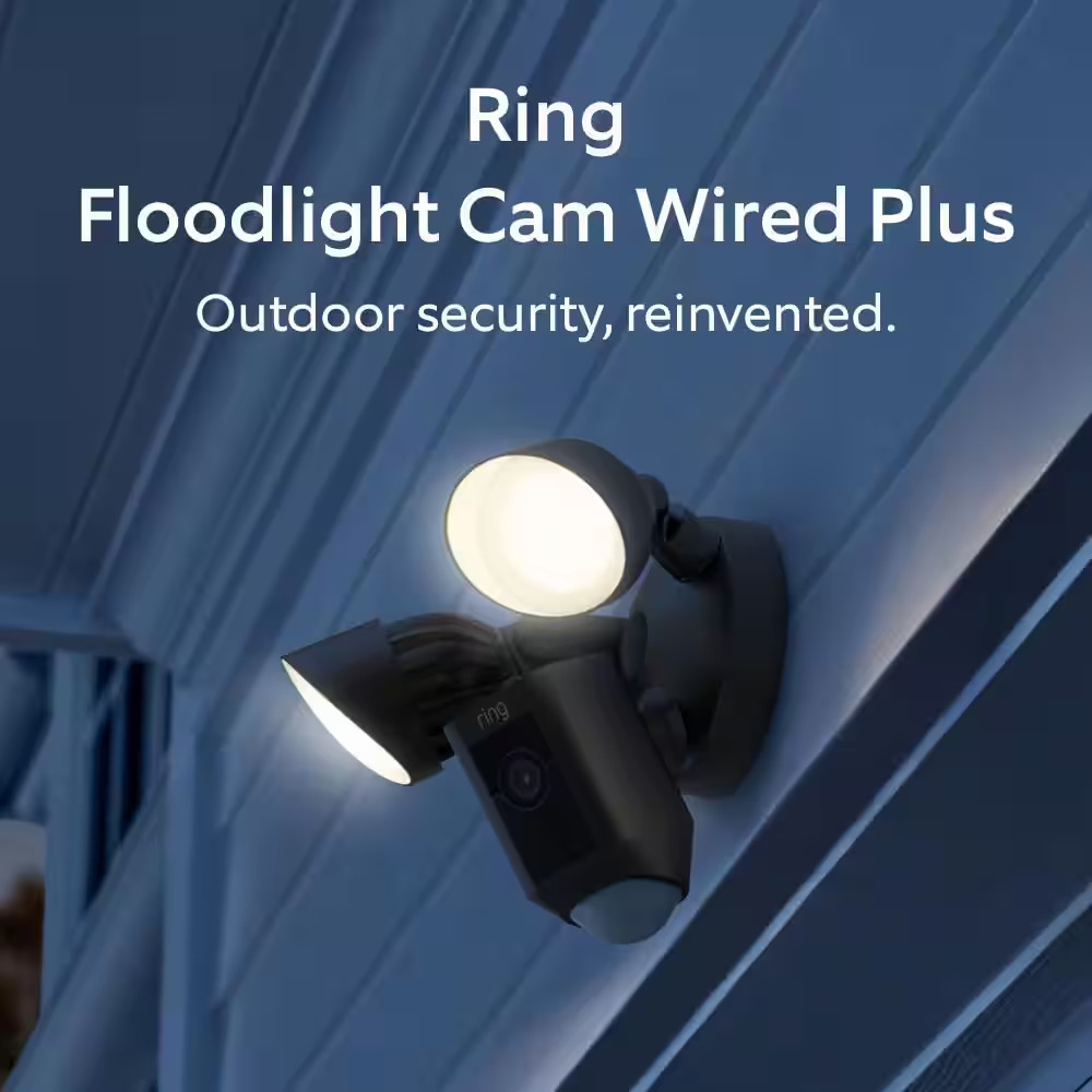 Floodlight Cam plus Wired - Outdoor Smart Security Camera with Two LED Lights, T