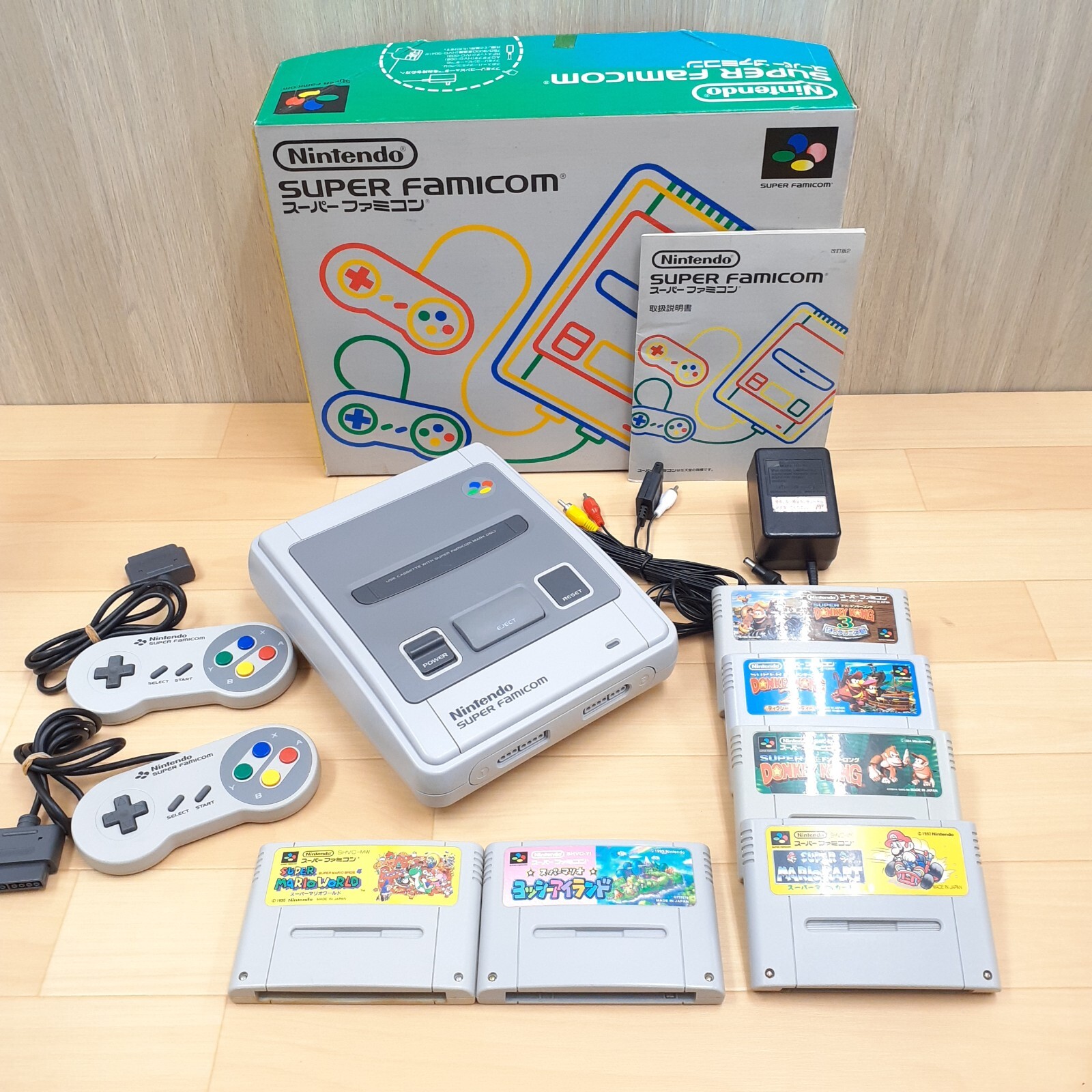 Nintendo Super Famicom Console in box CIB Bundle 6 games Japan Super Mario DKong
