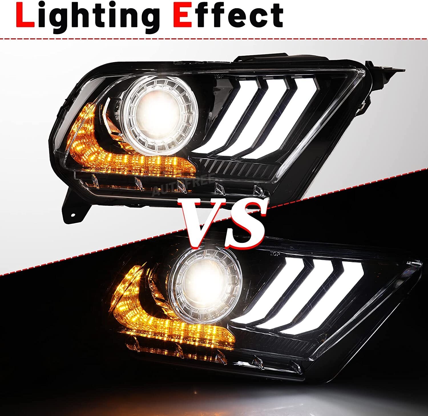 for 2010-2012 Ford Mustang Projector Headlights LED Sequential DRL Front Lamps