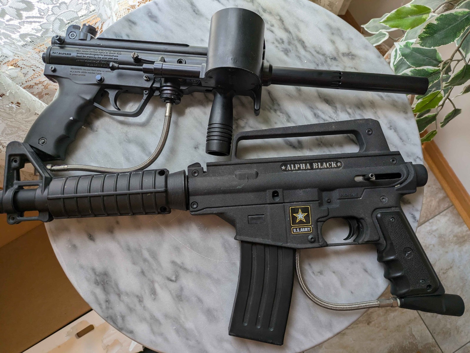 Used Tippmann A5 and Alpha Black Paintball guns (untested) (parts only)