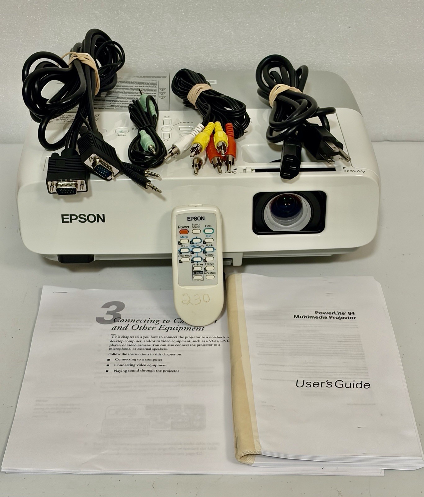 Epson PowerLite 84 H294A 3LCD XGA Projector 2600 ANSI Lumens w/OEM Remote Manual