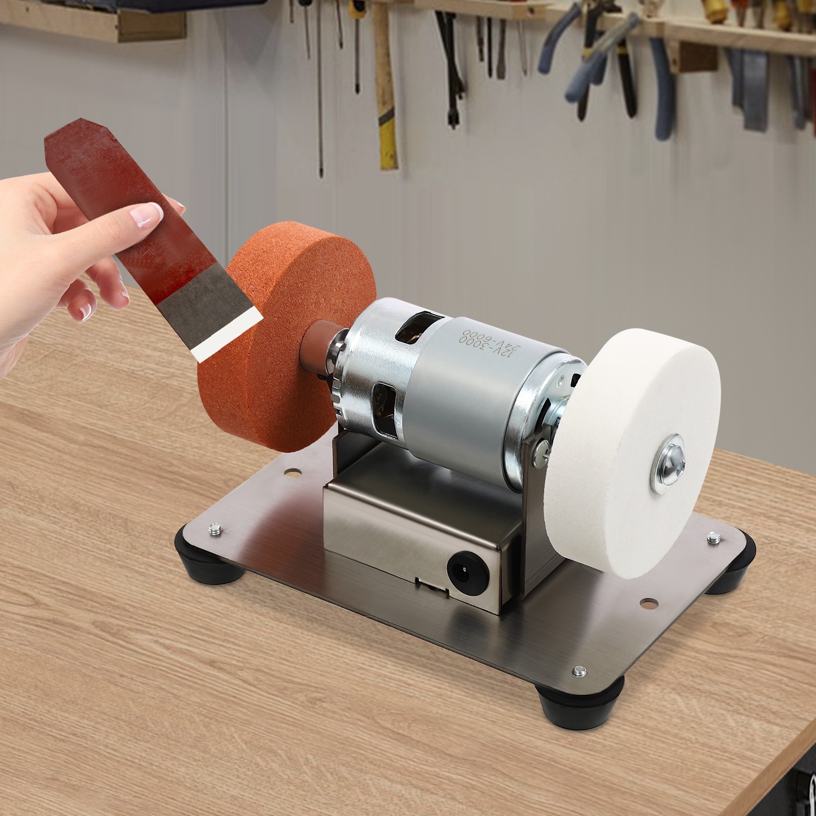 Electric Benchtop Grind Sander Adjustable Variable Speed Table Grinding Machine