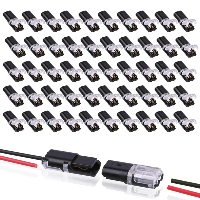 50pieces Double-Wire Plug-in Connector,W/Lock Tool-Free&Pluggable Design US Free