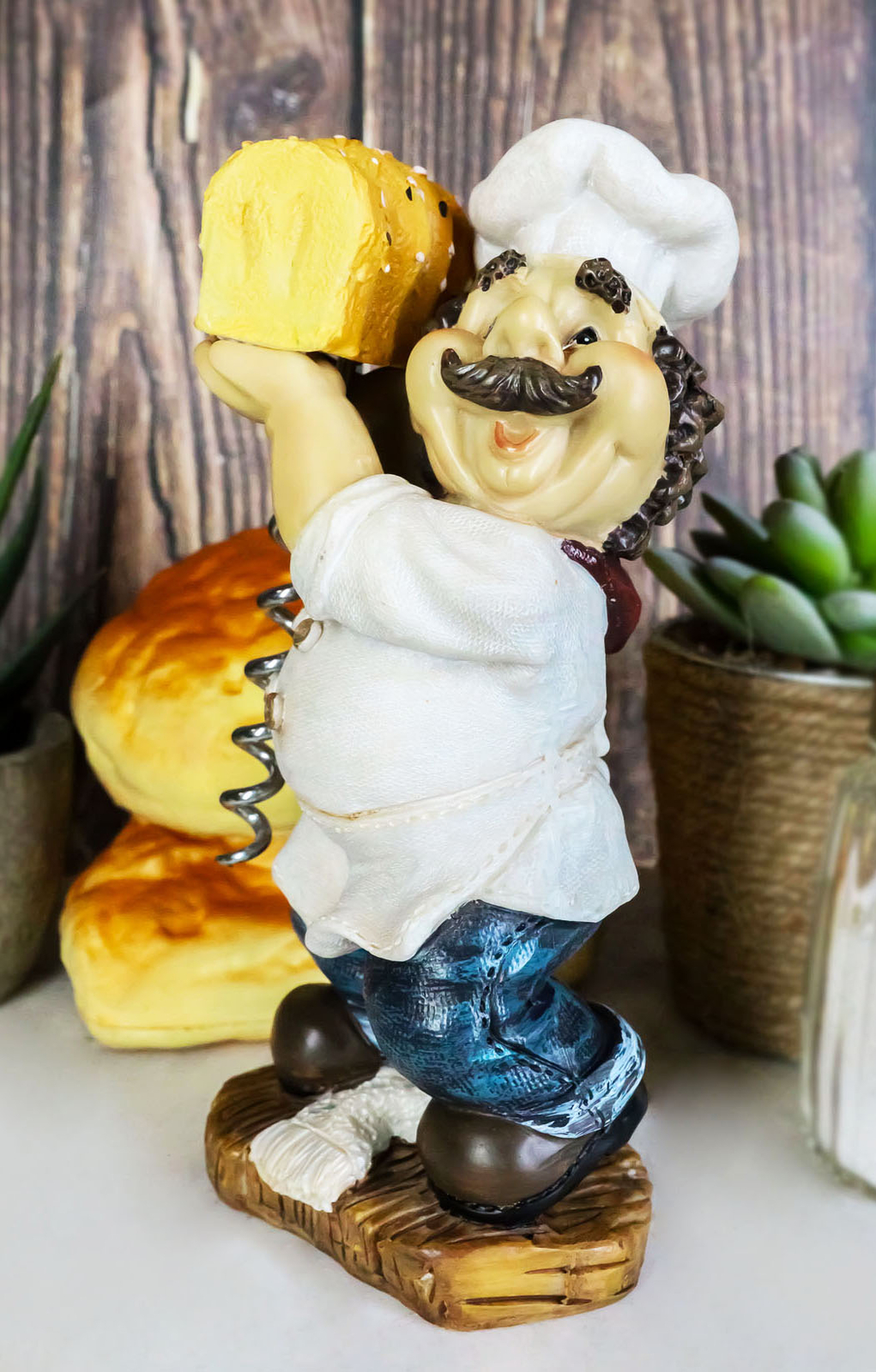 Ebros 6.25"H Whimsical Corkscrew Wine Bottle Cork Opener (Bakery Baguette Chef)